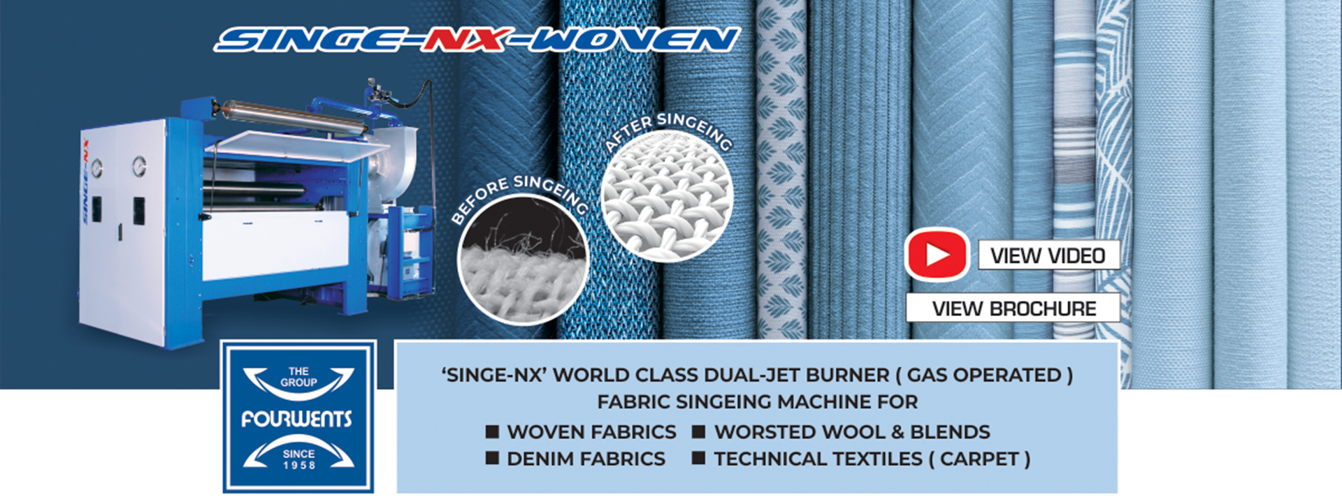 SingNX Gas Singeing Machine for Woven Fabrics